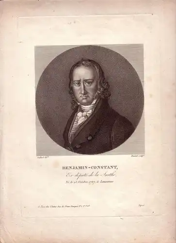 Benjamin-Constant Schriftsteller Politiker Philosoph Portrait Kupferstich 1800