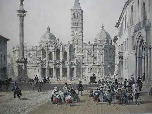 Rom Roma Basilica di Sa. Maria-Maggiore Orig Lithografie 1870 Benoist Italia