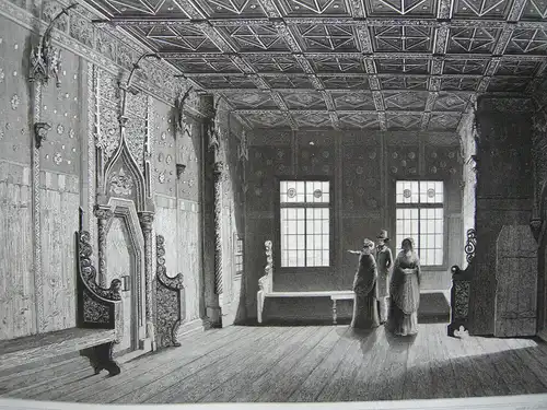 Früstenzimmer auf Hohensalzburg Salzburg Orig. Stahlstich C. Huber 1847