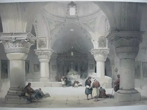 David Roberts (1796-1864) Crypt Holy Sepulchre Jerusalem Orig Lithografie 1841