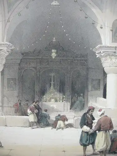 David Roberts (1796-1864) Crypt Holy Sepulchre Jerusalem Orig Lithografie 1841