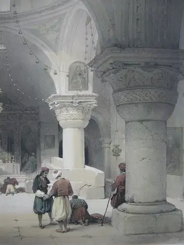 David Roberts (1796-1864) Crypt Holy Sepulchre Jerusalem Orig Lithografie 1841