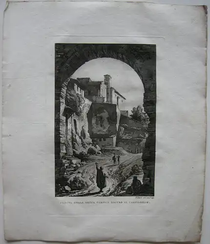 Louis-P. Baltard (1764-1846) Roma Rocca Tarpela Orig Aquatinta 1806 Italia