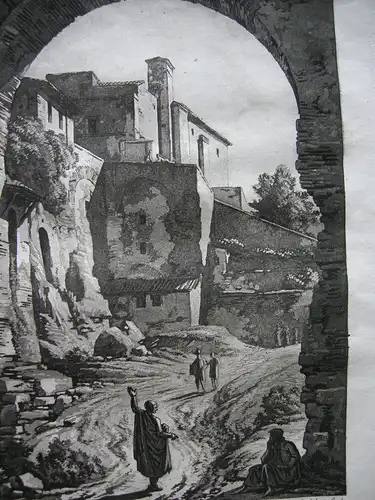 Louis-P. Baltard (1764-1846) Roma Rocca Tarpela Orig Aquatinta 1806 Italia