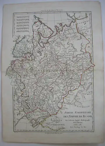 Europäisches Russland Kupferstichkarte 1781 Bonne