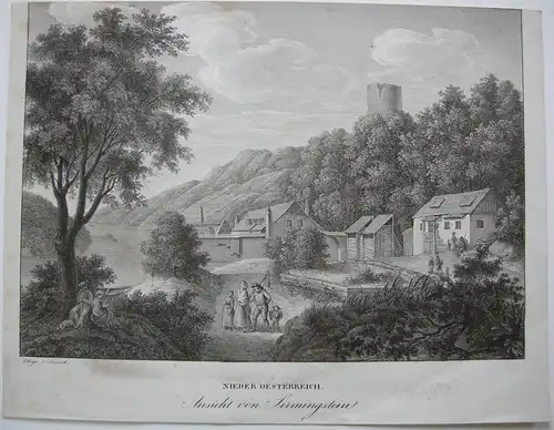 Sirmingstein Niederösterreich Orig Lithographie Alt Kunike 1824 Donau