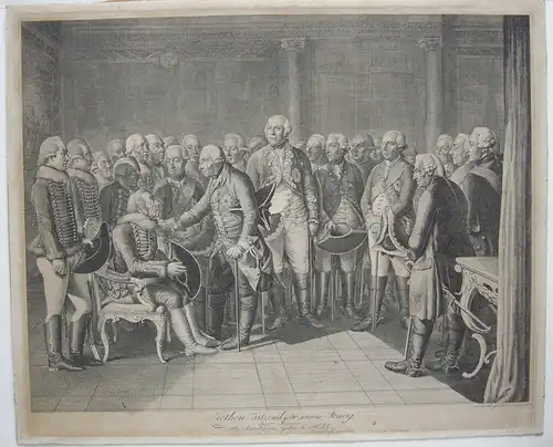 Daniel Chodowiecki (1726-1801) Ziethen vor seinem König Orig. Radierung 1786