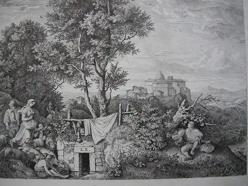 Ludwig Richter (1803-1884) Castel Gandolfo Italia Roma Orig Radierung 1831
