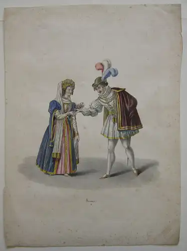 Kürzinger Quadrilles parées costumées France Wittelsbacher Orig Lithografie 1835
