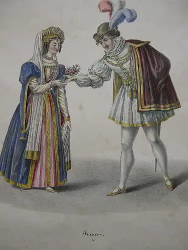 Kürzinger Quadrilles parées costumées France Wittelsbacher Orig Lithografie 1835