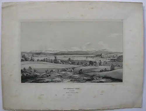 C. A. Lebschee (1800-1877) Theresienhöhe Starnberger See Orig Lithogr 1830
