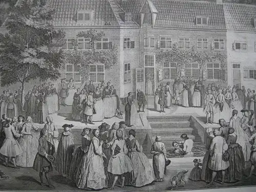 Baptisten Taufe Rijnsberg Niederlande Orig Kupferstich Bernaerts 1736