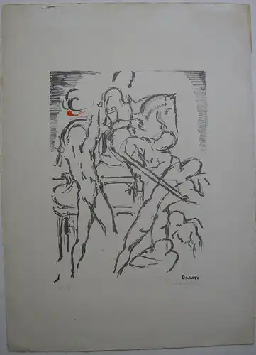 Lazzaro Donati (1926-1977) Reiterschlacht II Orig. Lithografie 1969 signiert