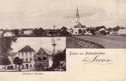 AK Gruss aus Peterskirchen bei Seeon Oberbayern Chiemgau gel 1906