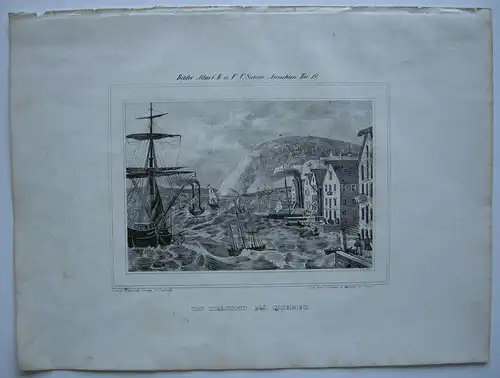 Cap Diamond bei Quebec Kanada Amerika Canada Orig. Lithografie 1840