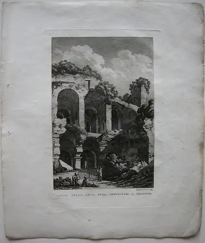 Louis-P Baltard (1764-1846) Logia Imperatori Colosseo Orig Aquatinta 1806 Italia