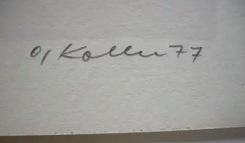 Oskar Koller Blumenbouquet Orig Farblithographie signiert 1977 aquarelliert