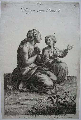 Joh. Gottfr. Thelott (1711-1775) Hagar cum Ismael Orig Kupferstich 1750