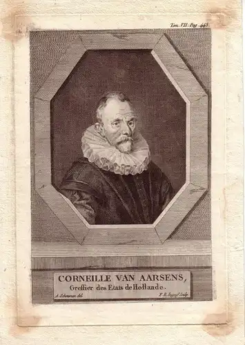 Cornelis Aarssens Staatskanzleibeamter Niederlande Portrait Kupferstich 1800