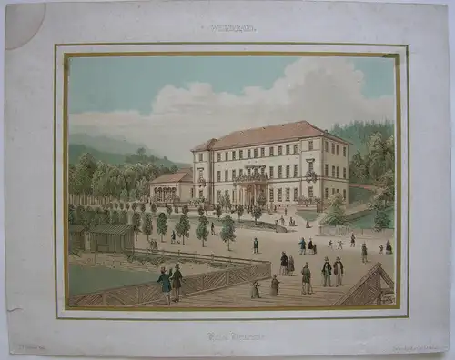 Bad Wildbad Hotel Bellevue Orig Farblithografie 1840 Karlsruhe Baden Württemberg