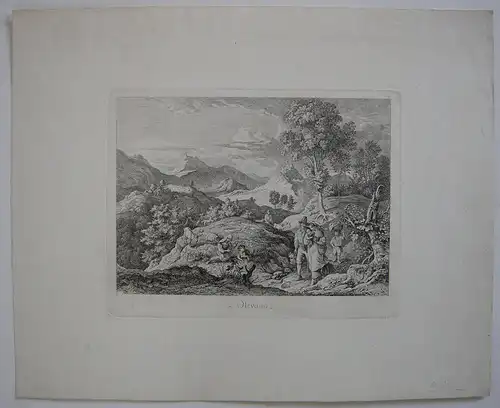 Ludwig Richter (1803-1884)  Olevano Italia Roma Orig Radierung 1831