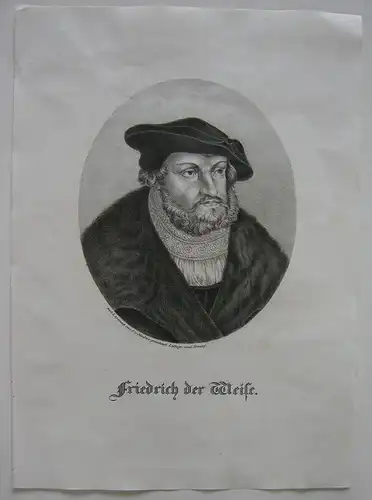 Friedrich der Weise (1463-1525) Kurfürst Reformator Orig Lithografie Erminy 1825