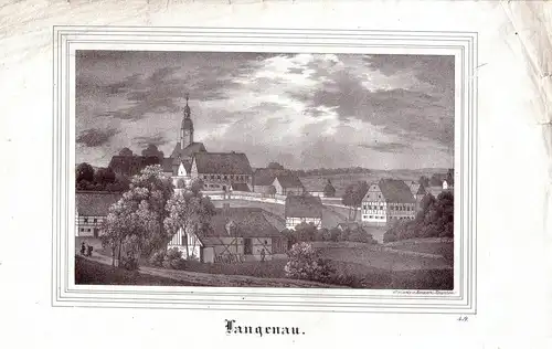 Langenau bei Freiberg Sachsen Orig Lithographie bei Renner u Ketschau 1838
