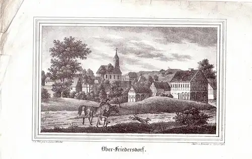 Langenau bei Freiberg Sachsen Orig Lithographie bei Renner u Ketschau 1838