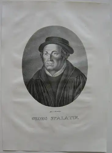 Georg (Burkhardt) Spalatin (1509-1564)  Reformator Orig Lithografie Erminy 1825