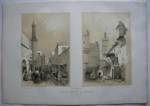 Algerien Algerie Deux Rues a Alger Lithographie Bayot 1840 Nord Afrika