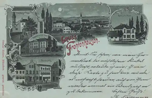 AK Frontenhausen Mondscheinkarte Litho Mehrfachkarte gel 1898 Niederbayern