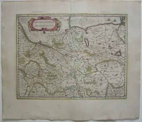 Niedersachsen Mecklenb altkolor Orig Kupferstichkarte Mercator Janssonius 1627
