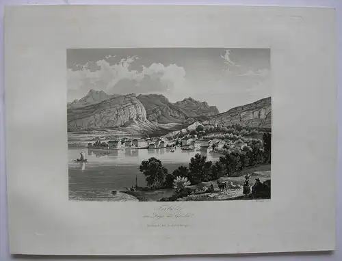 Torbole Trentino Lago di Garda Gardasee Italien Orig. Aquatinta-Radierung 1840