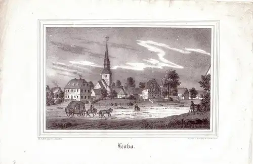 Leuba bei Görlitz Sachsen Orig Lithographie bei Renner u Ketschau 1838