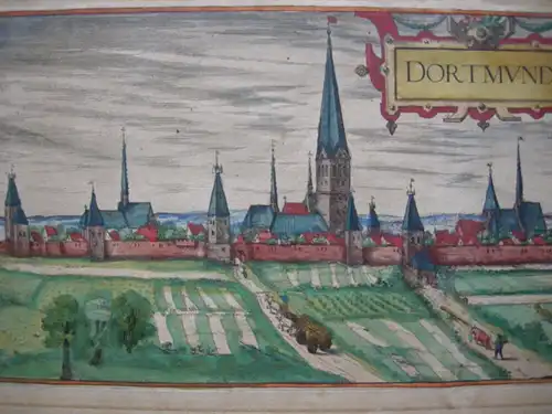 Dortmund Gesamtansicht altkolorierter Kupferstich Braun Hogenberg 1575