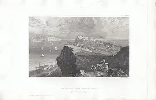 Lissabon Lisboa vom Fort Almeida Portugal Orig Stahlstich 1850