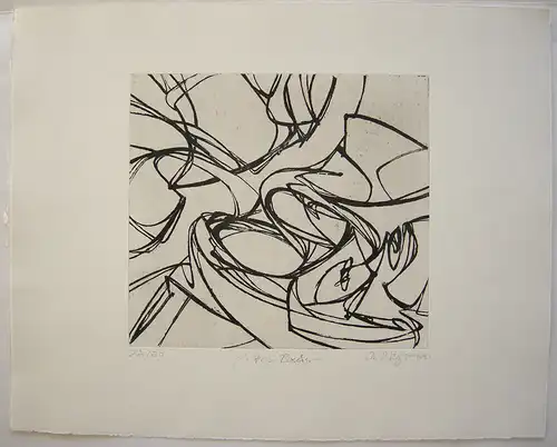 Helmut Rieger (1931) abstrakte Komposition Orig Radierung 1968 SPUR signiert
