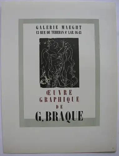 Georges Braque Plakat Oeuvre graphique Orig Lithografie 1959 Maitres de l'Ecole