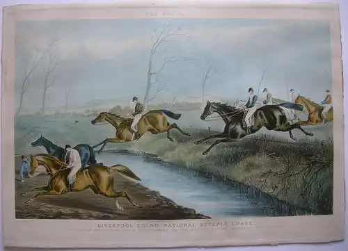 Pferderennen National Steeple Chase Farblithographie Reeve 1853 Horse Racing