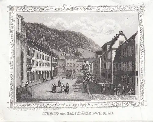 Bad Wildbad Curhaus Bäder Orig Llithografie 1840 Karlsruhe Baden Württemberg