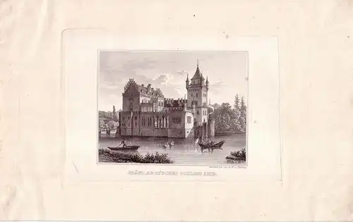 Arco'sches Schloss Anif Salzburg Österreich Orig. Stahlstich 1850