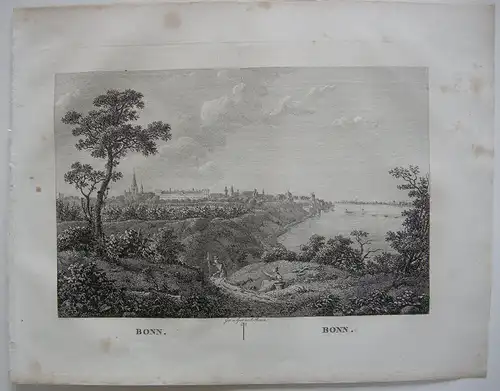 Bonn Gesamtansicht Orig Kupferstich J. Roux 1822 Nordrhein Westfalen