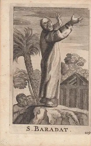 Heiliger Baradat Varadat Einsiedler Syrien 5. Jahrh. Orig Kupferstich um 1800