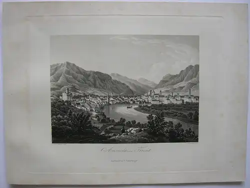 Trient Trento Trentino Südtirol Italien Orig. Aquatinta-Radierung 1840