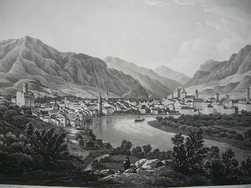 Trient Trento Trentino Südtirol Italien Orig. Aquatinta-Radierung 1840