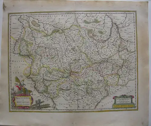 Braunschweig altkolor Orig Kupferstichkarte Janssonius 1627 Nordrhein Westfalen