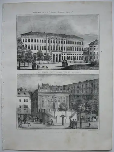 Leipzig Sachsen Neues Postgebäude Handelsbörse Orig Lithografie 1840