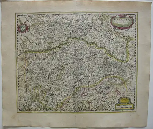 Ober- Niederbayern altkolor Orig Kupferstichkarte Mercator Janssonius 1627