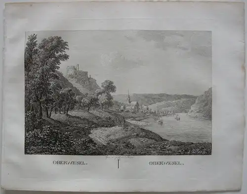 Oberwesel Rhein Hunsrück Orig Kupferstich J. Roux 1822 Rheinland-Pfalz