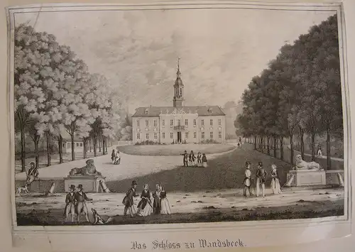 Hamburg Das Schloss zu Wandsbeck Orig Lithografie 1850 Behrendson